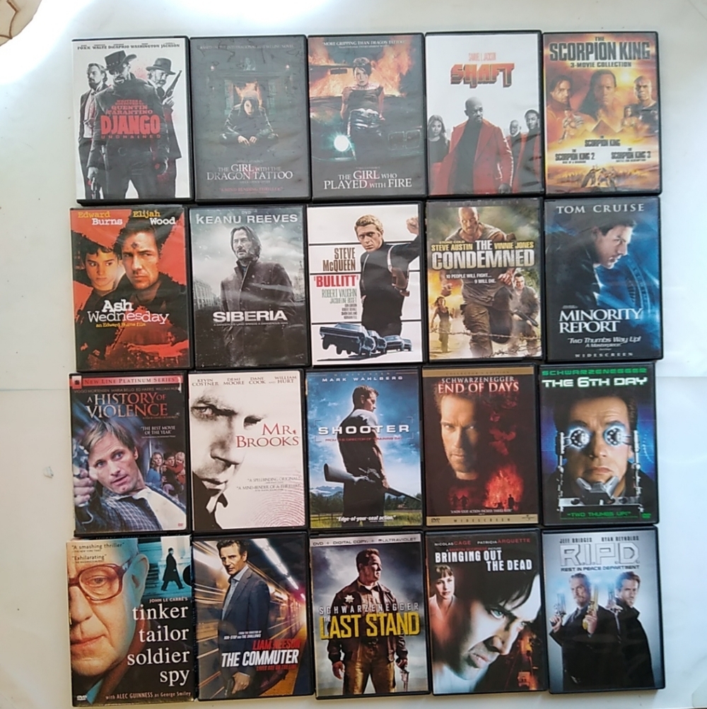 DVD Lot 21 Movies + Complete Mini Series, Django Unchained Scorpion King Tattoo+